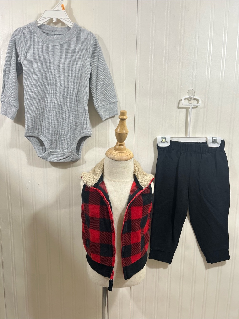 Carter's Red and Black Buffalo Plaid Sherpa Vest